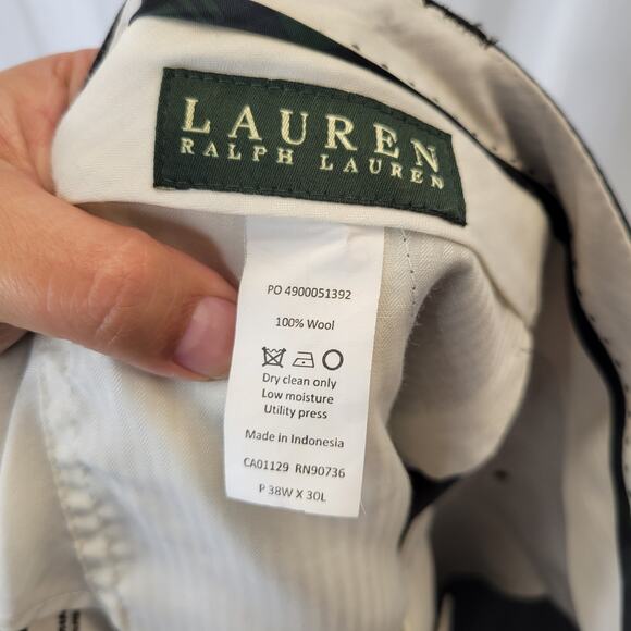 Lauren Ralph Lauren Gray Check Wool Dress Pants, 38x30 - Picture 6 of 6